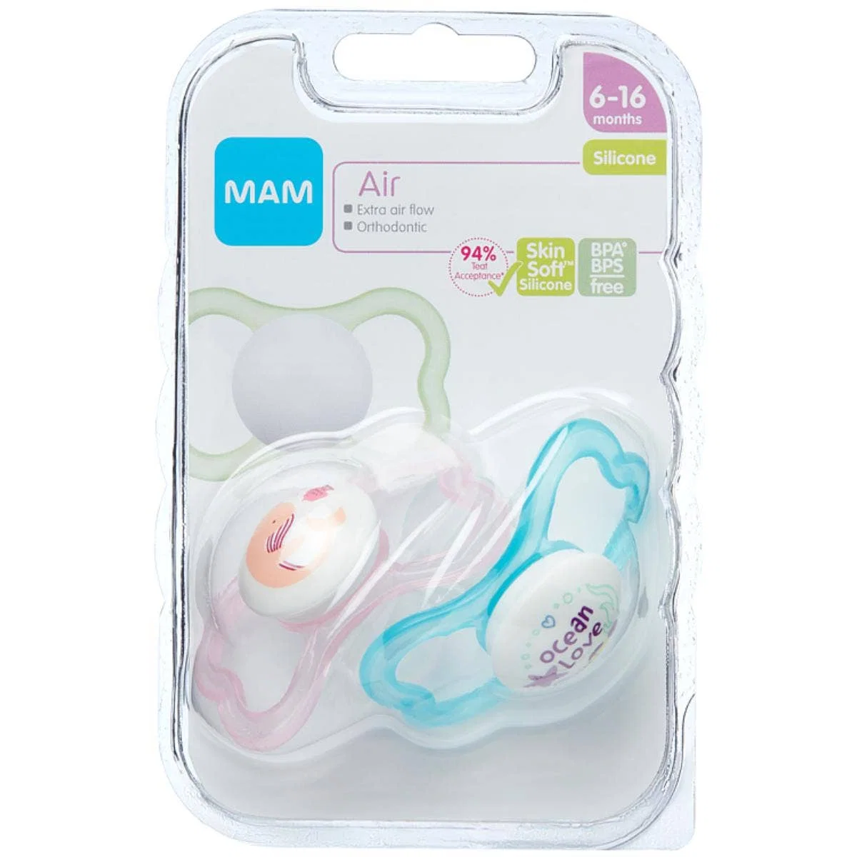 Snuð Air 16-36m silikon 2stk
