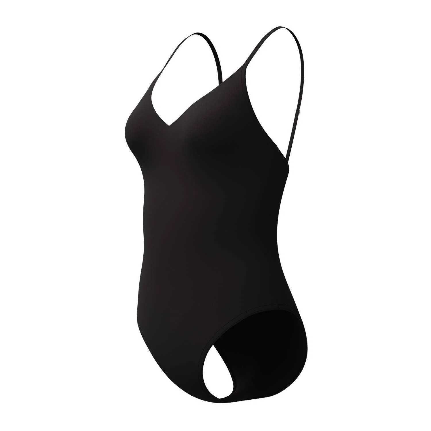 Solid V-Neck Sundbolur Svartur