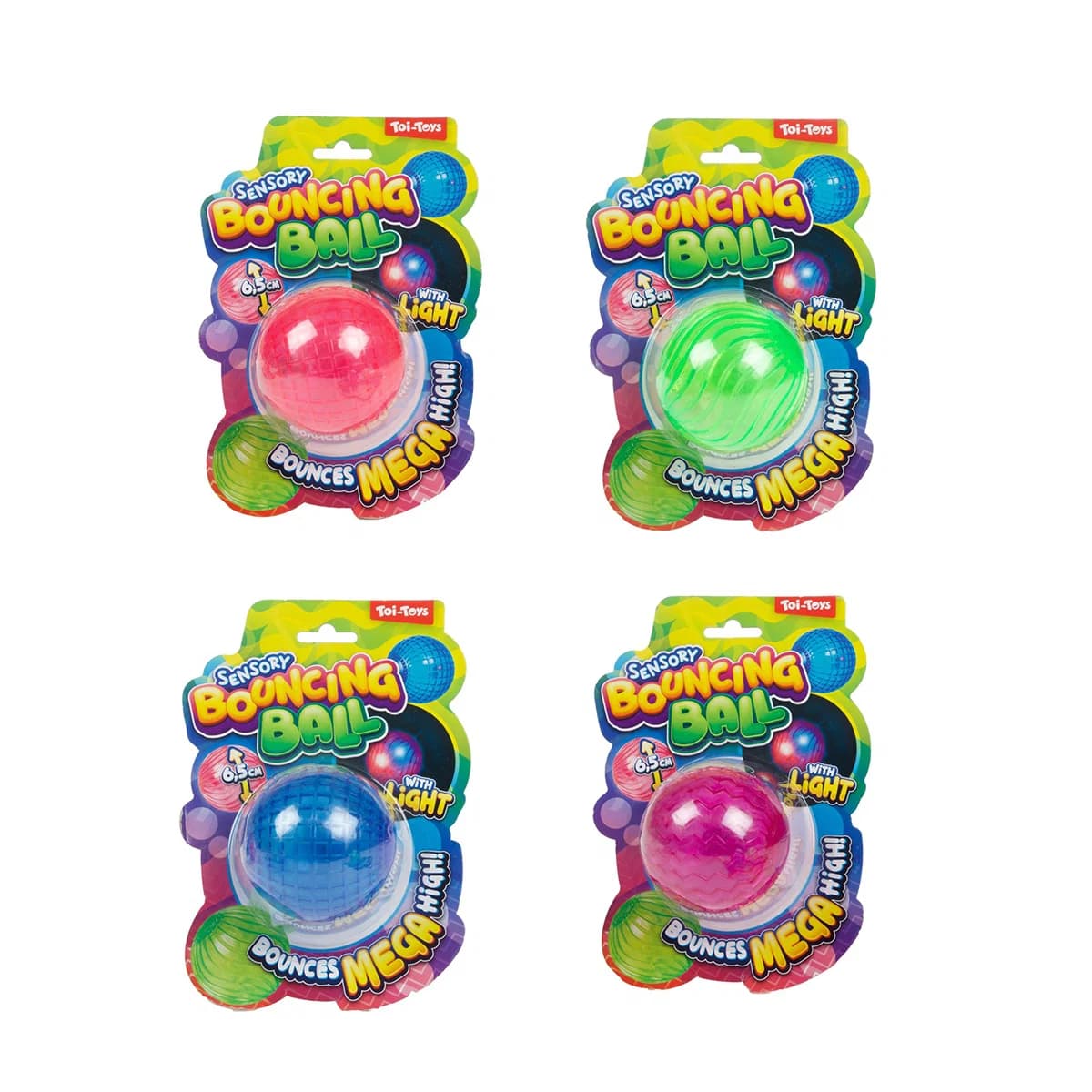 FUN Sensory Bouncing Ball 6,5cm with Light 4teg