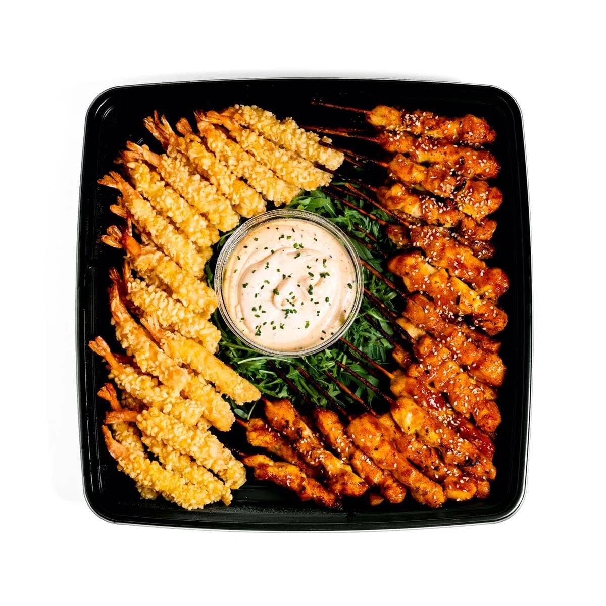Satay kjúklingaspjót og Tempura risarækjur, 60 spjót