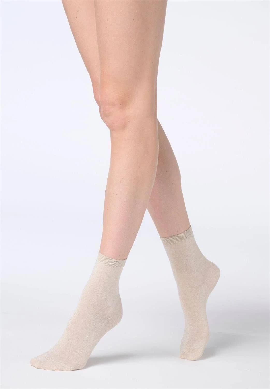 Sokkar Lyocell Shiny Ankle Socks Gold