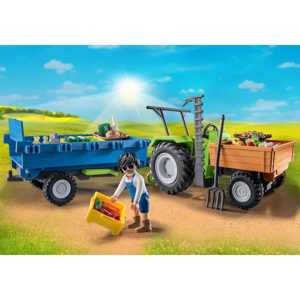 Country Traktor með kerru & grænmeti