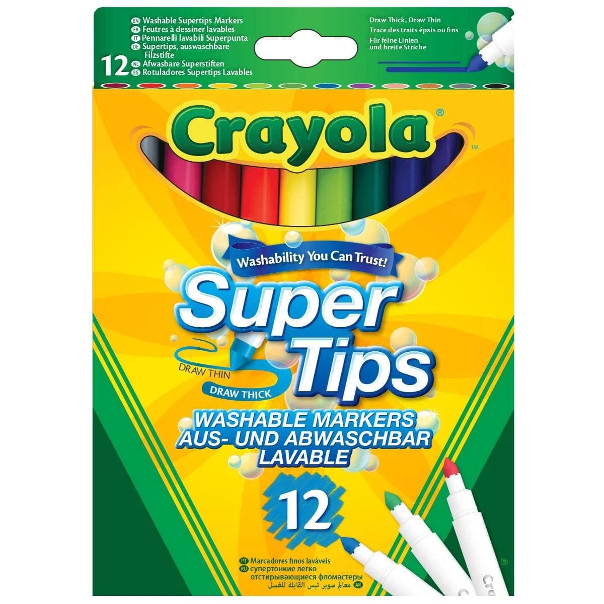 Tússlitir Crayola 12 mjór oddur