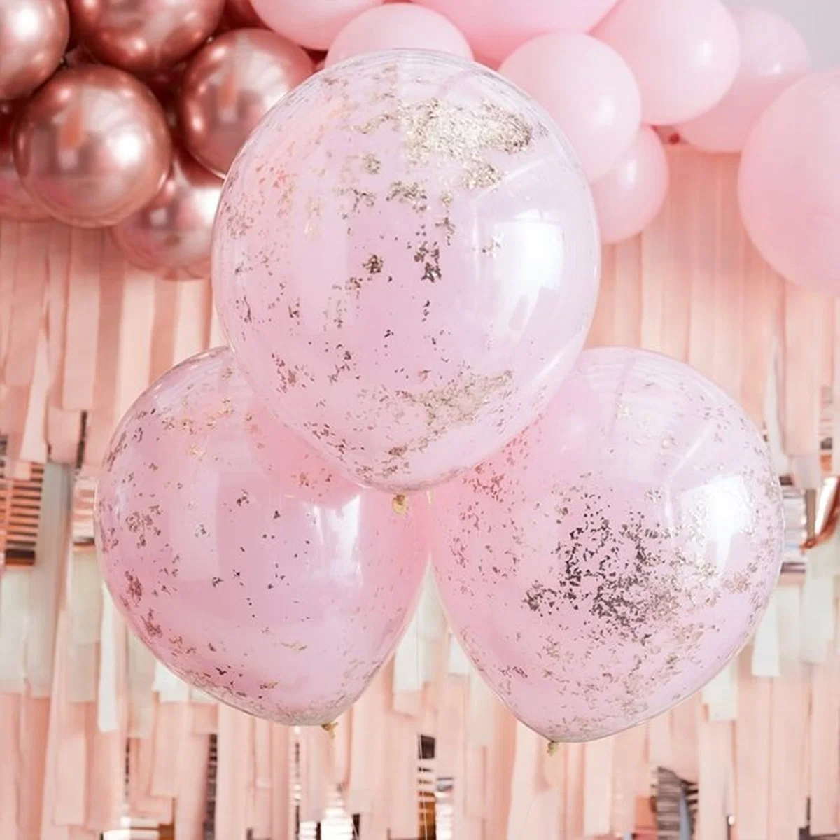 Mix It Up - 3 stk "18 bleikar blöðrur með rose gold confetti