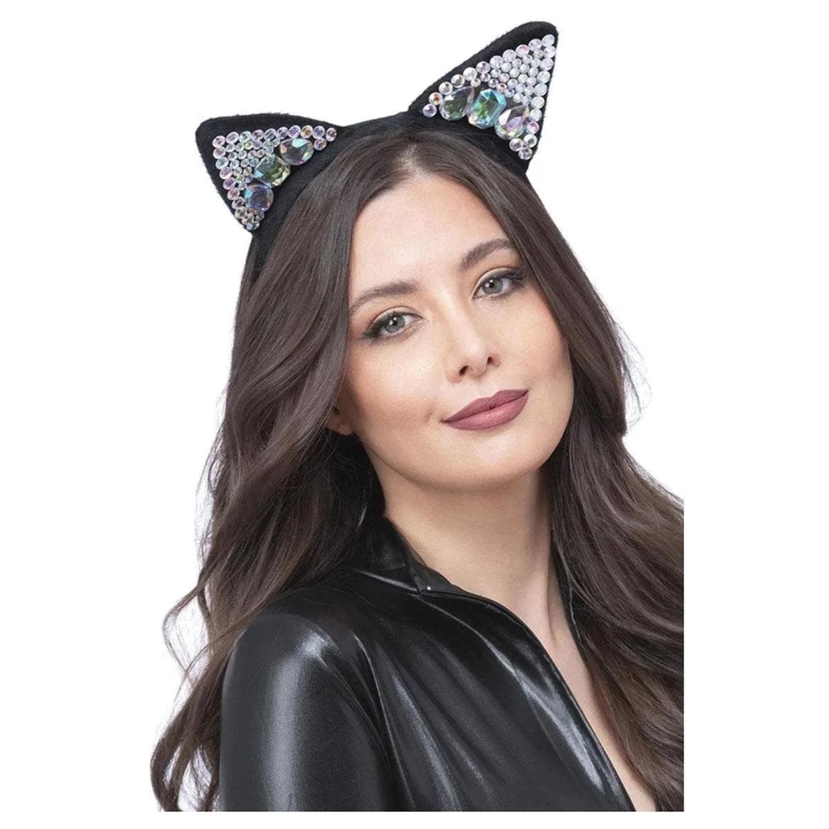 Jewelled Black Cat Ear Headband