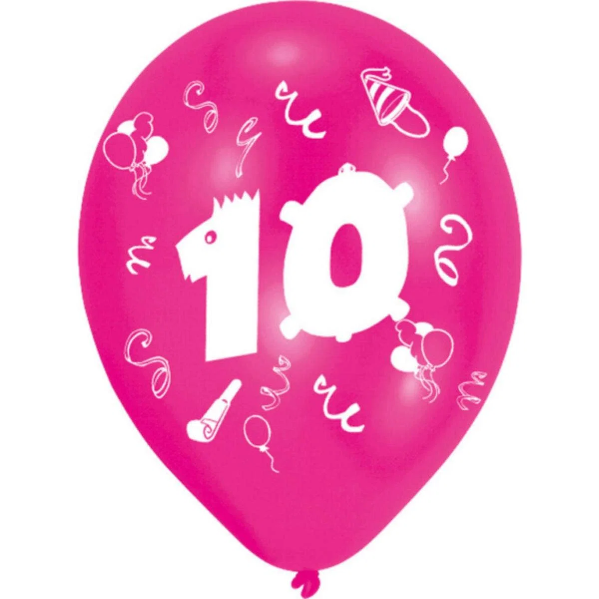 Afmælisblöðrur, 10 ára, 8 stk