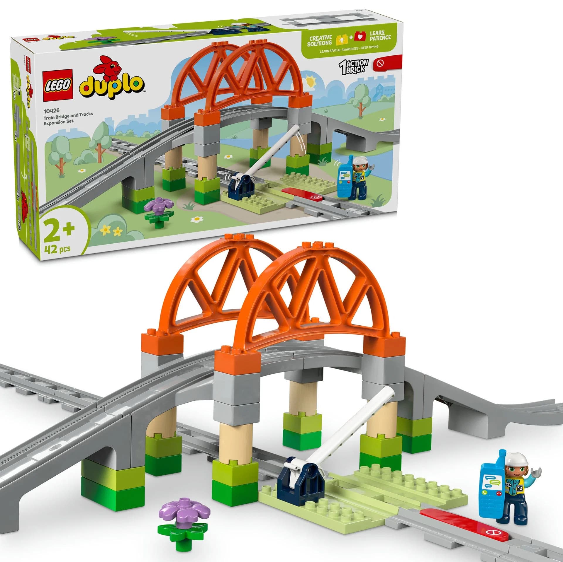 DUPLO Viðbótarsett með brú og lestarteinum