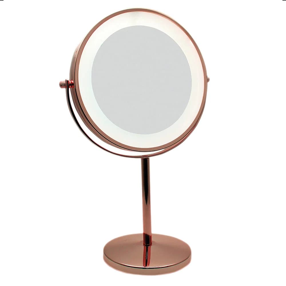 Spegill 5x stækkun m/ljósi Rose gold