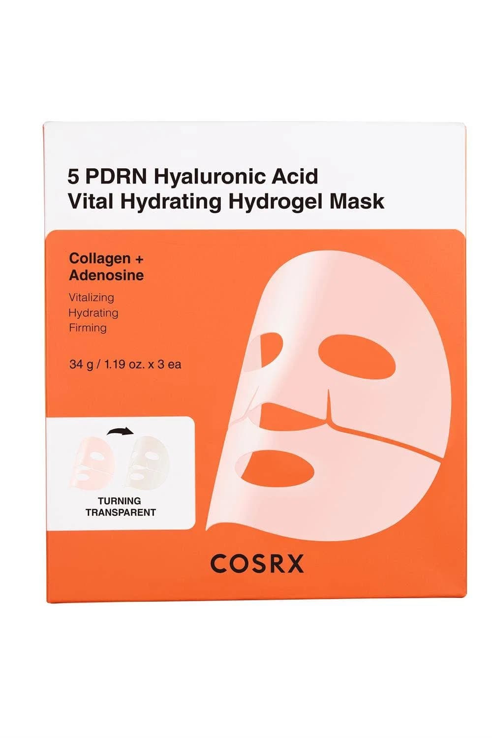 5 PDRN Hyaluronic Acid Vital Hydrating Hydrogel Mask 3pk