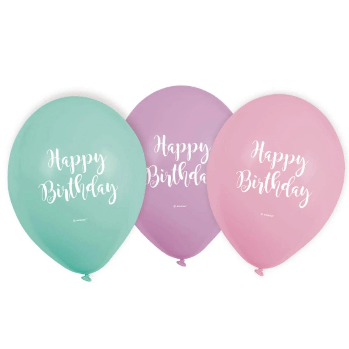 Blöðrur, Pastel, Happy Birthday, 6 stk