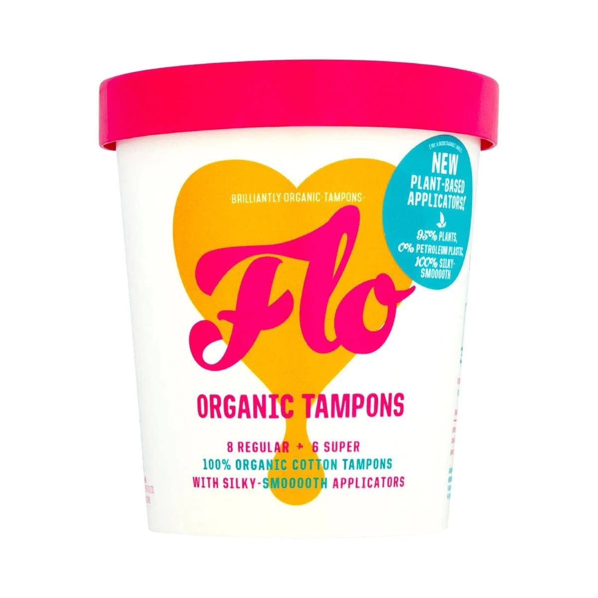 Organic tíðatappar með innsetningarhólki 8 regular + 6 super