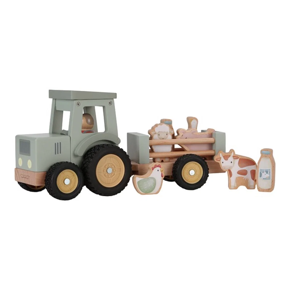 Farm traktor með dýrum