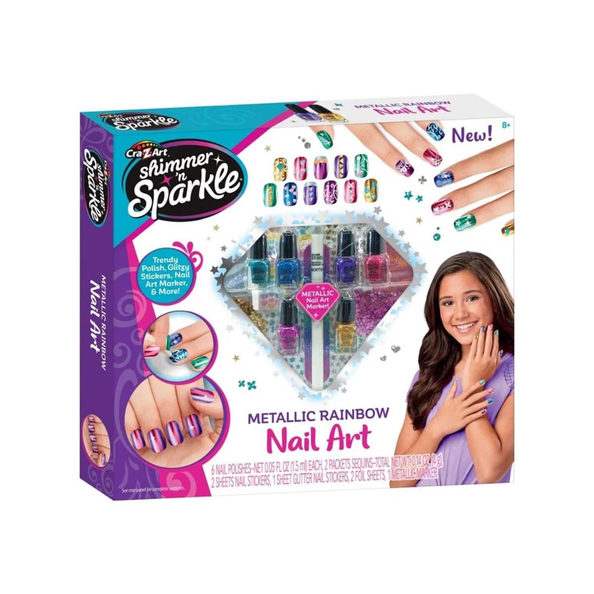 Shimmer N Sparkle Metallic Rainbow Nail Art